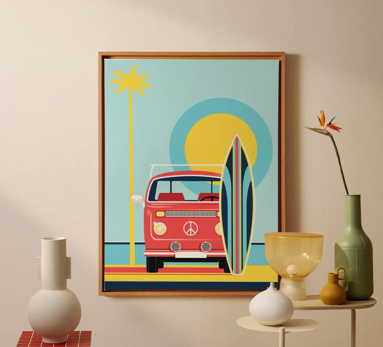 VW Combi T2 lienzo con Marco flotante de Raphaël Delerue