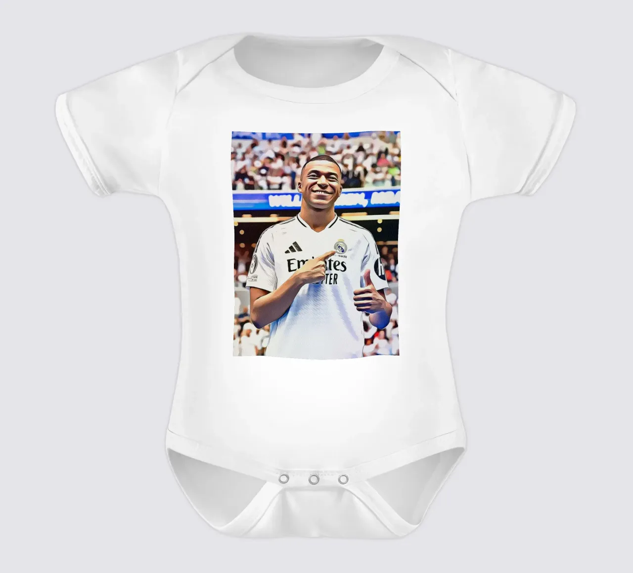 Kylian Mbappé Digitale Kunst Poster babyrompertje korte mouwen van ArdanART