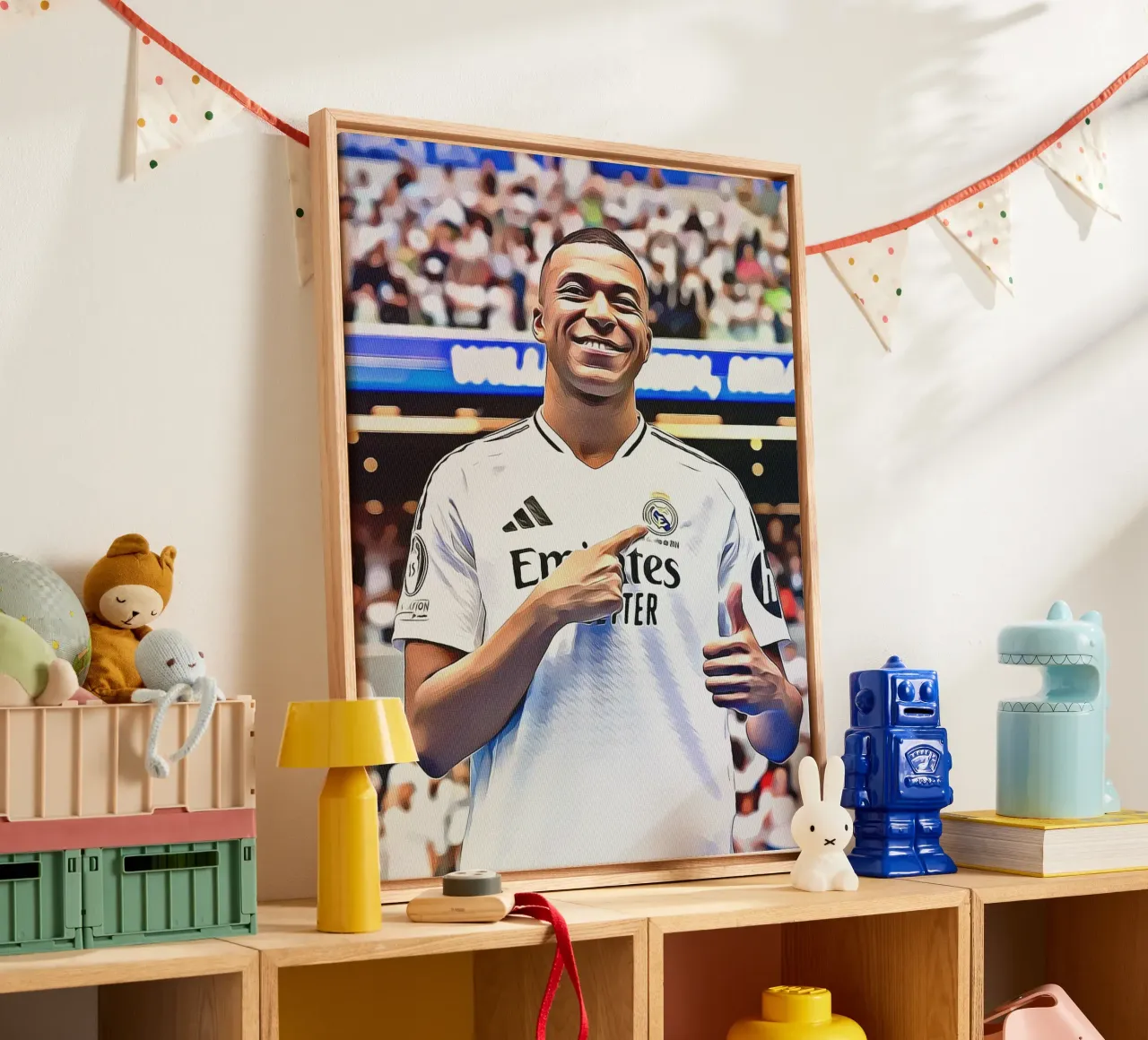 Kylian Mbappé Digitale Kunst Poster canvas met Baklijst van ArdanART