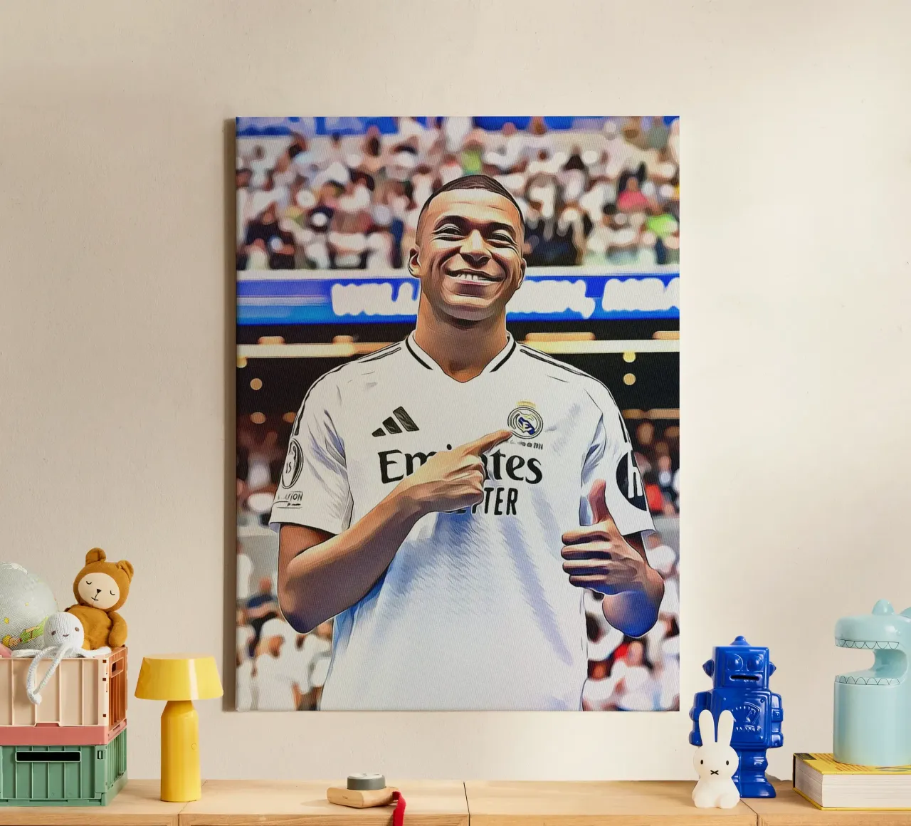 Kylian Mbappé Digitale Kunst Poster canvas met Baklijst van ArdanART