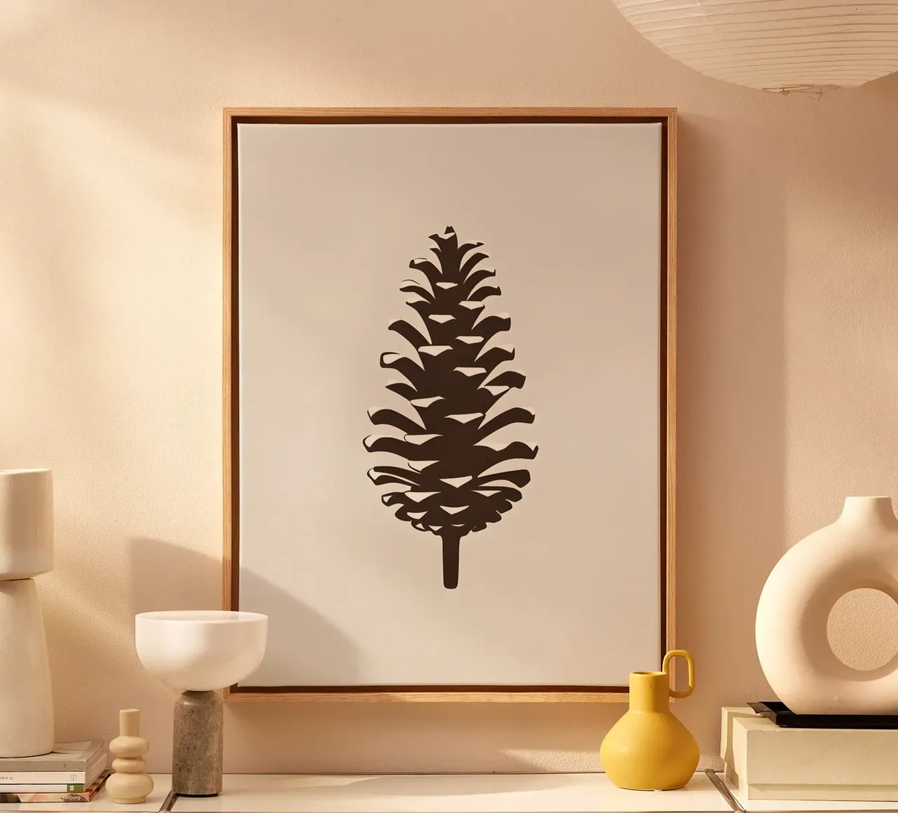 Winter dennenappel canvas met Baklijst van botanical