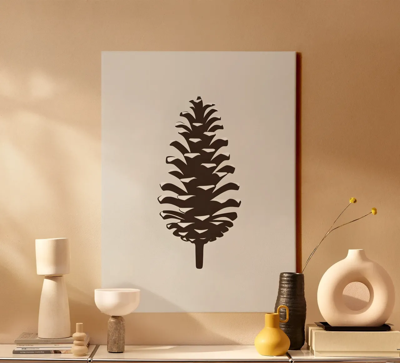 Winter dennenappel canvas met Baklijst van botanical
