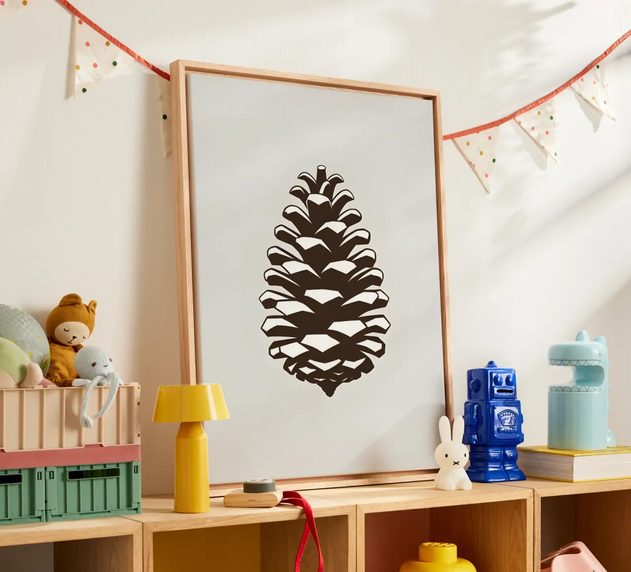 Winter dennenappel canvas met Baklijst van botanical