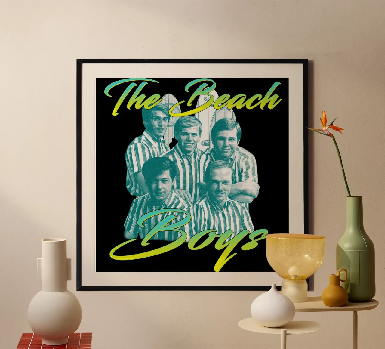 Maglietta classica American Rock Band Boys poster con telaio in legno da 21grams_records