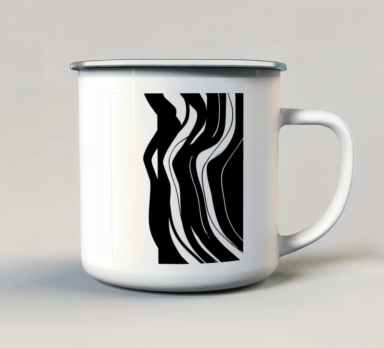 Organic 5 | Black & White enamel mug by sabidussi