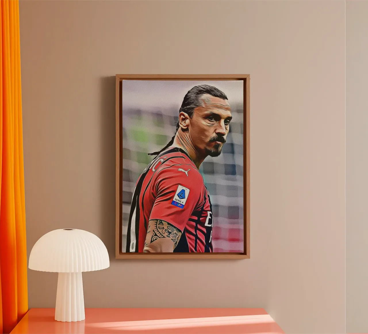 Zlatan Ibrahimović Intense Focus AC Milan Red Jersey canvas with Floater frame by ArdanART