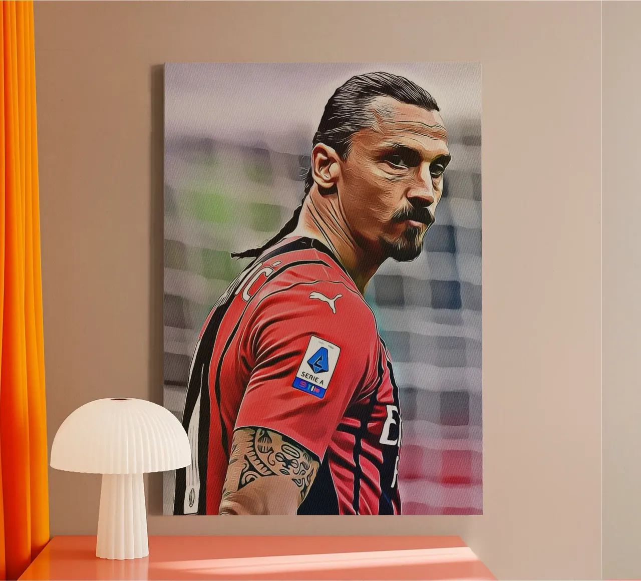 Zlatan Ibrahimović Intense Focus AC Milan Red Jersey canvas with Floater frame by ArdanART