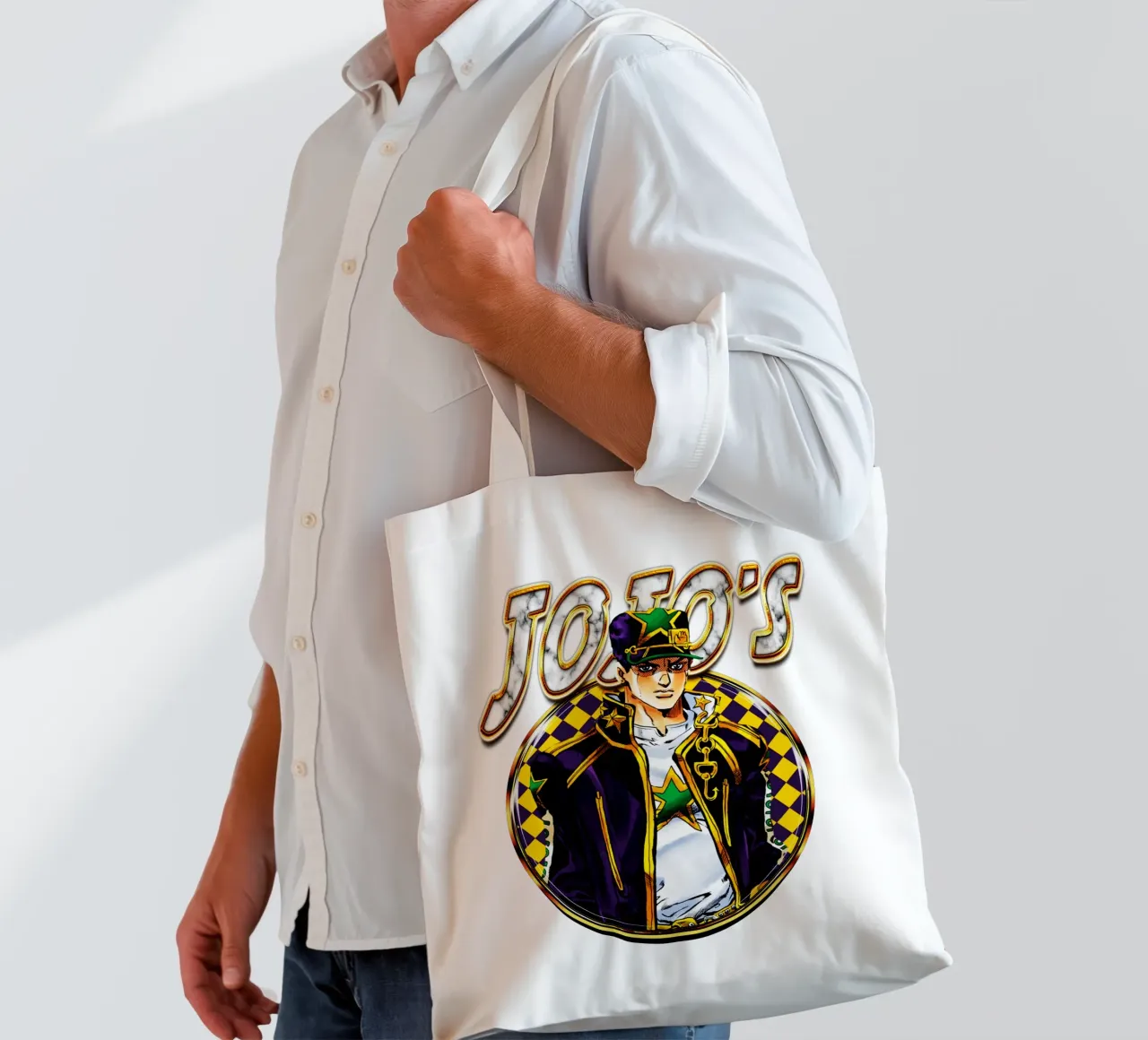 Jojo's Bizarre Fantasy borsa in juta da grass.studio_