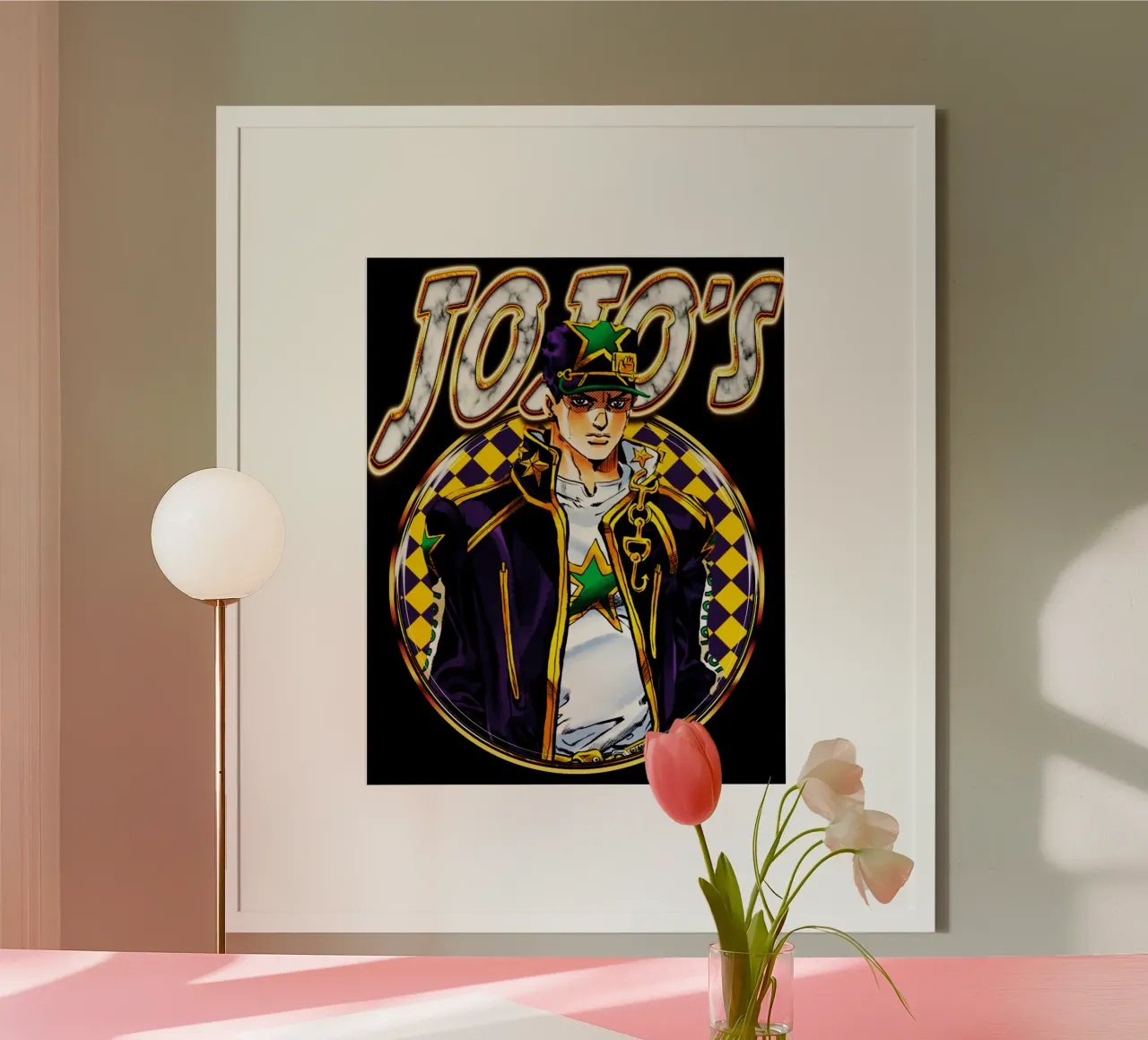 Jojo's Bizarre Fantasy poster con telaio in plastica da grass.studio_