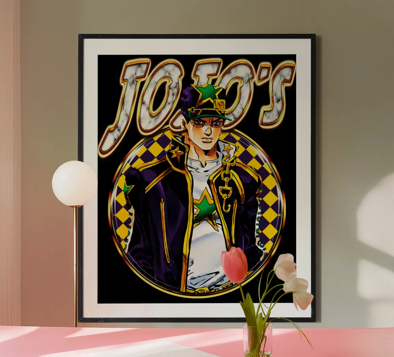 Jojo's Bizarre Fantasy poster con telaio in plastica da grass.studio_