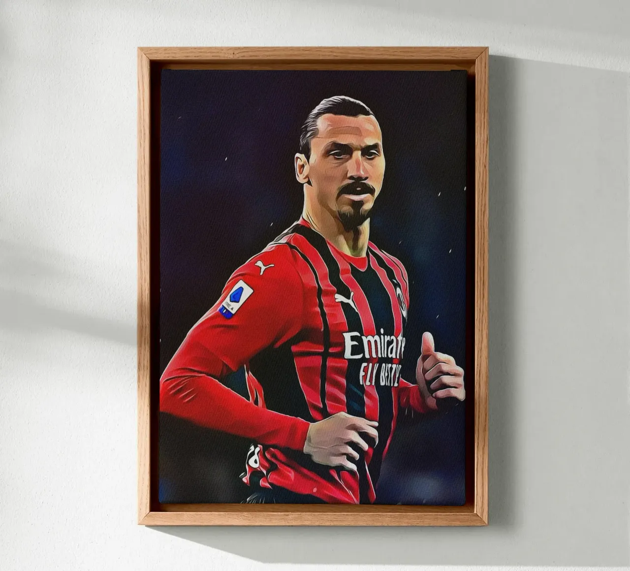 Zlatan Ibrahimović alza il pollice per la fiducia nella maglia del Milan Post tela con Cornice a cassetta da ArdanART