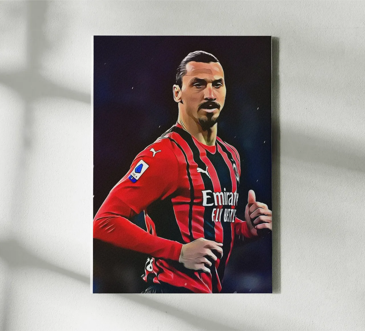 Zlatan Ibrahimović alza il pollice per la fiducia nella maglia del Milan Post tela con Cornice a cassetta da ArdanART
