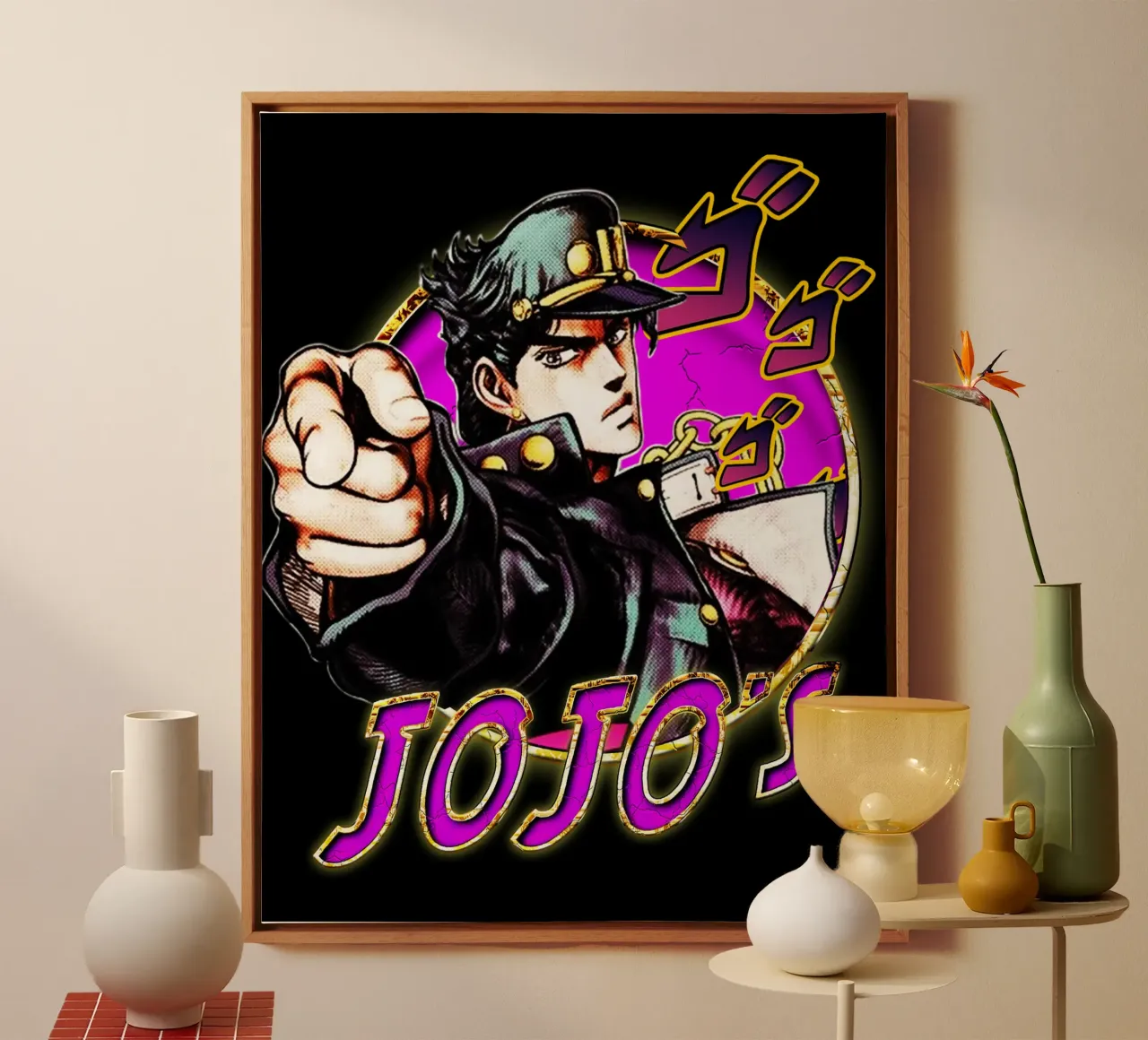 Vector Art Animación Jojo's Bizarre lienzo con Marco flotante de grass.studio_