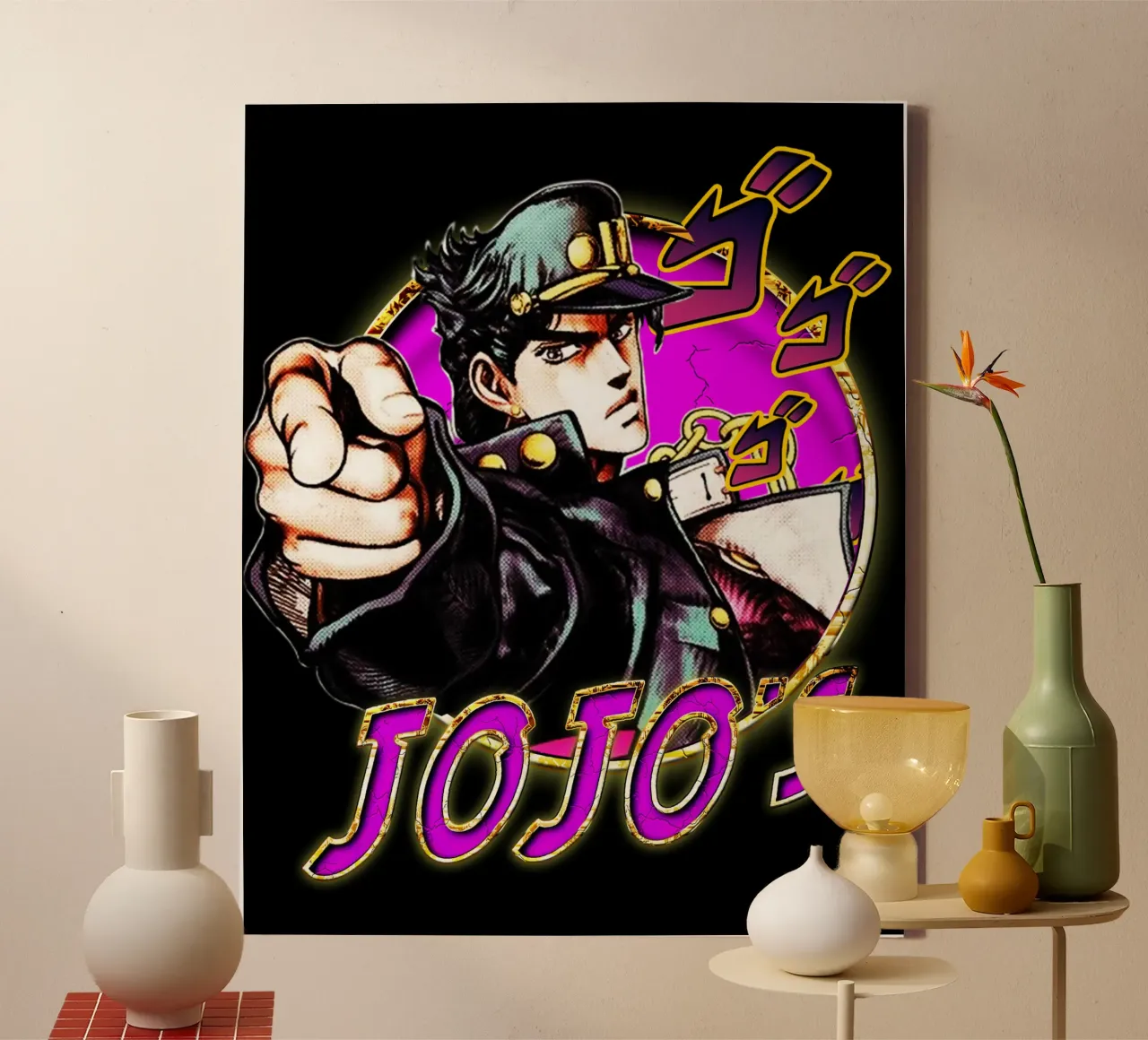 Vector Art Animación Jojo's Bizarre lienzo con Marco flotante de grass.studio_