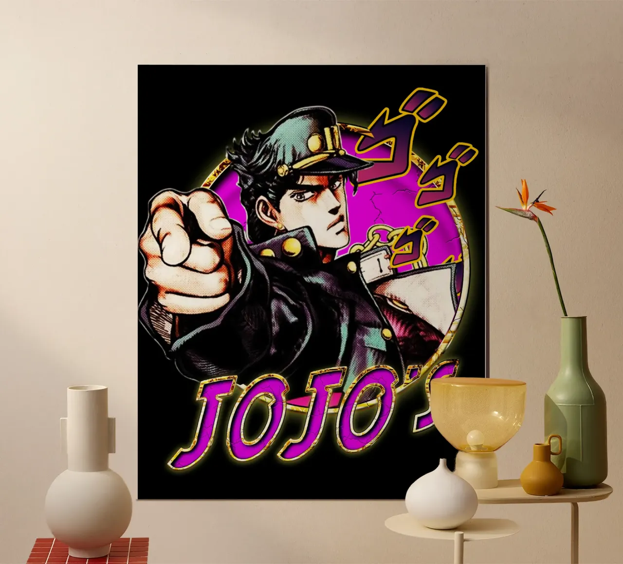 Arte vettoriale Animazione Jojo's Bizarre poster con telaio in plastica da grass.studio_