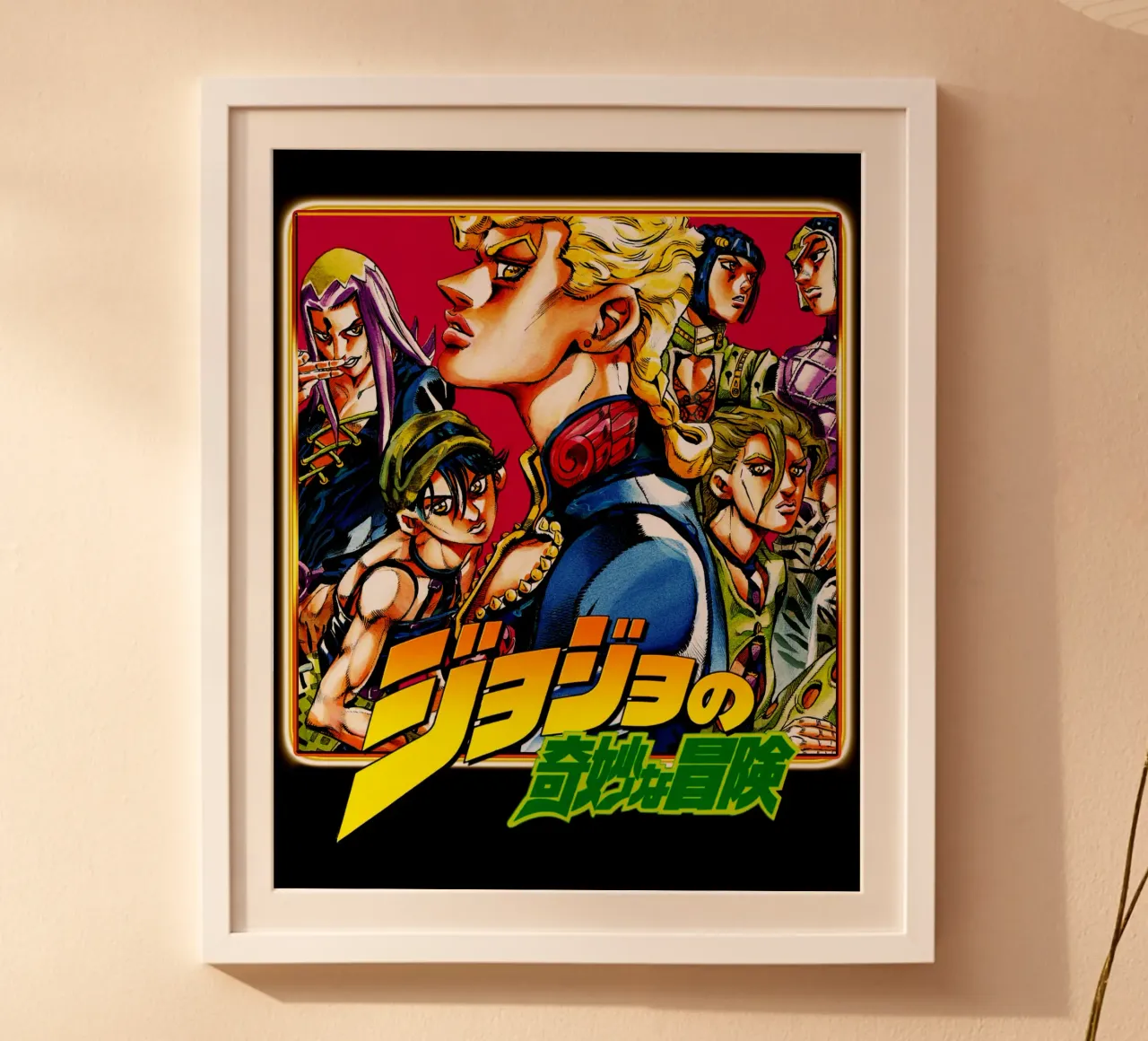 Jojo's Bizarre Animasi Fiksi poster con telaio in plastica da grass.studio_