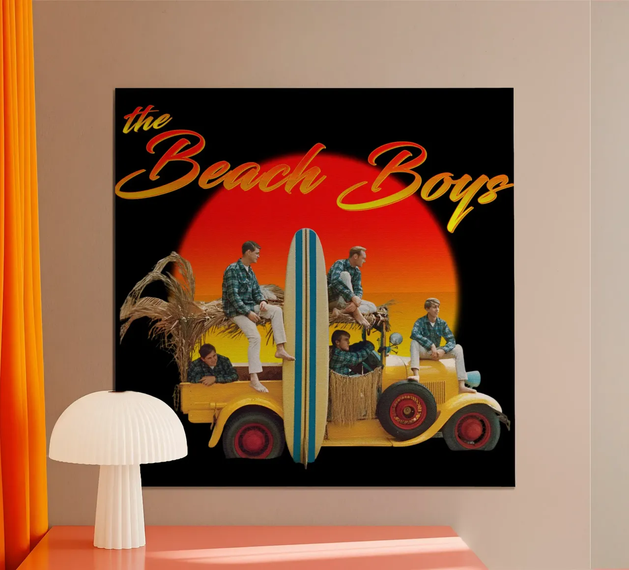 Maglietta classica dei Beach Boys poster con telaio in legno da 21grams_records