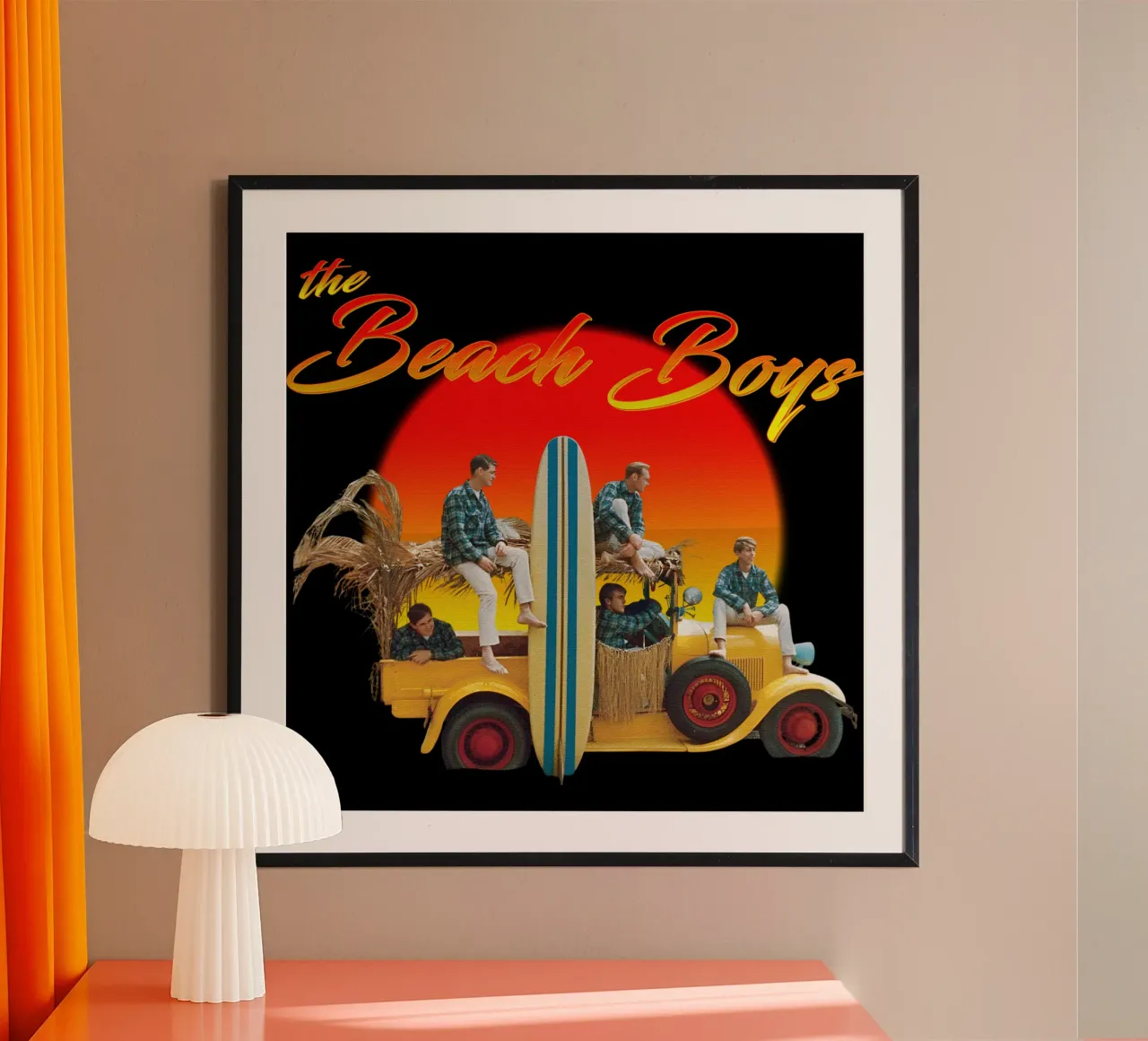 Maglietta classica dei Beach Boys poster con telaio in legno da 21grams_records