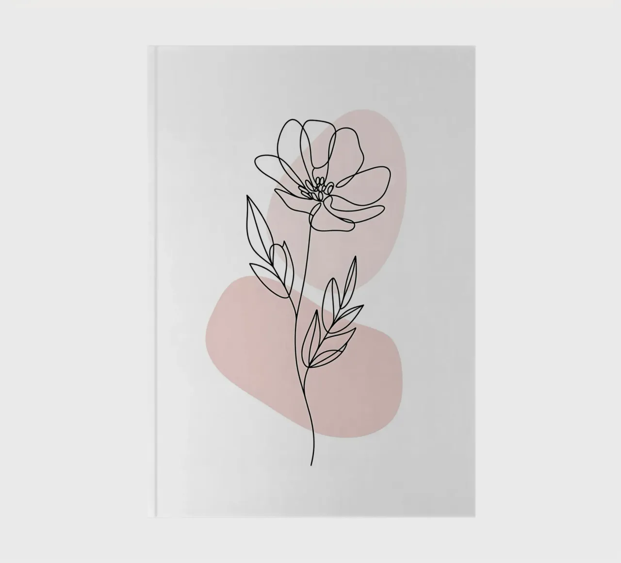 Minimalist flower in a continuous line and pink shapes notebook by Plain Thoughts