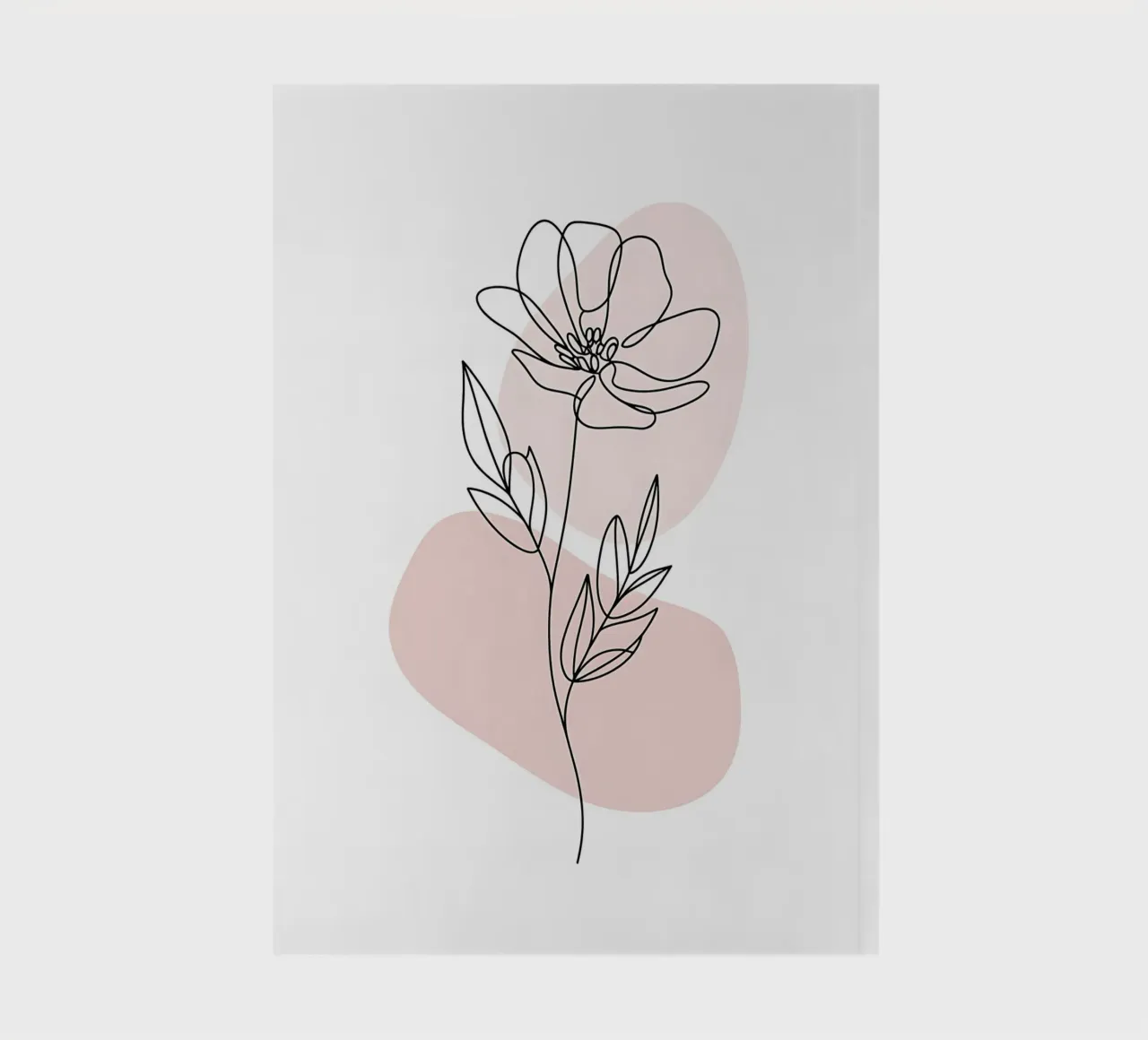 Minimalist flower in a continuous line and pink shapes notebook by Plain Thoughts
