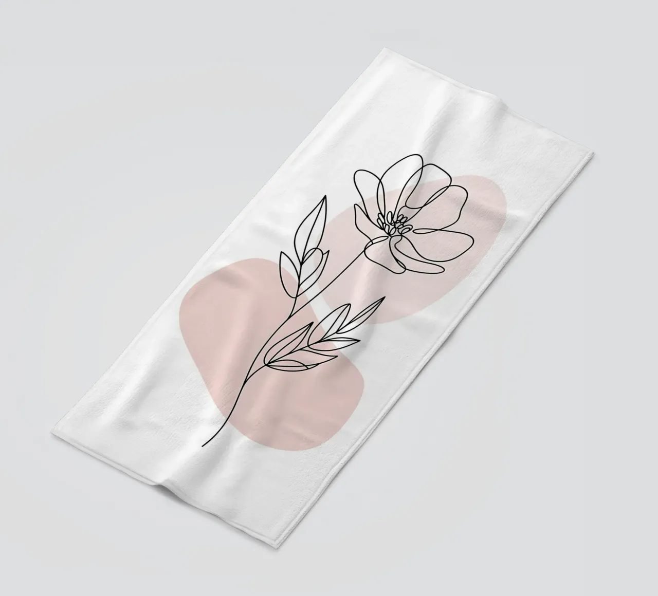 Fiore minimalista in linea continua e forme rosa telo mare da Plain Thoughts