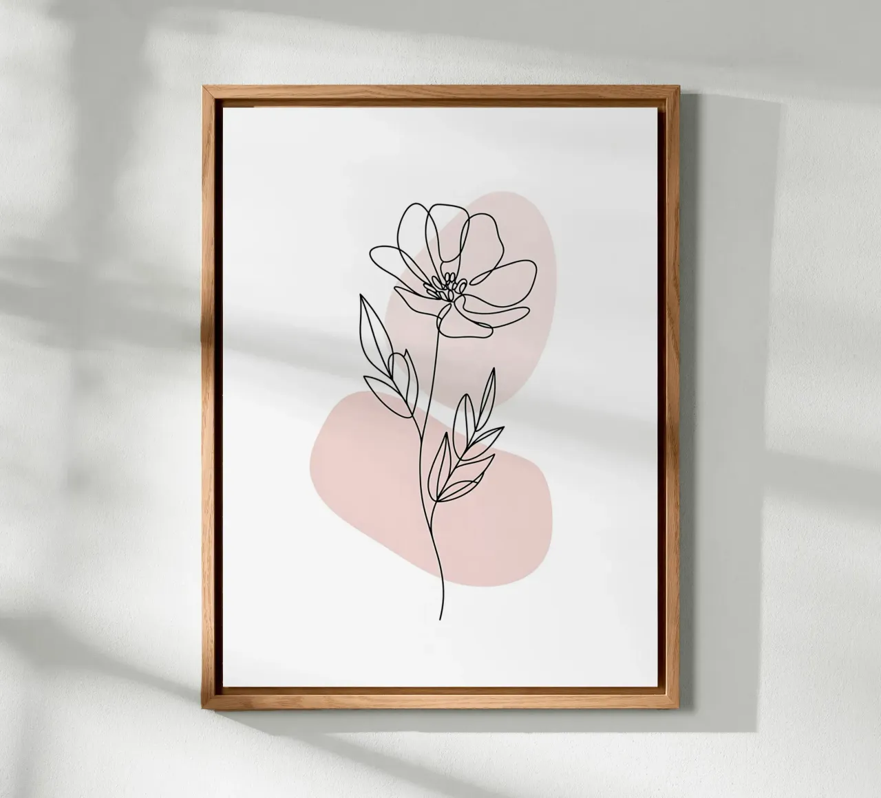 Fiore minimalista in linea continua e forme rosa alluminio dibond da Plain Thoughts