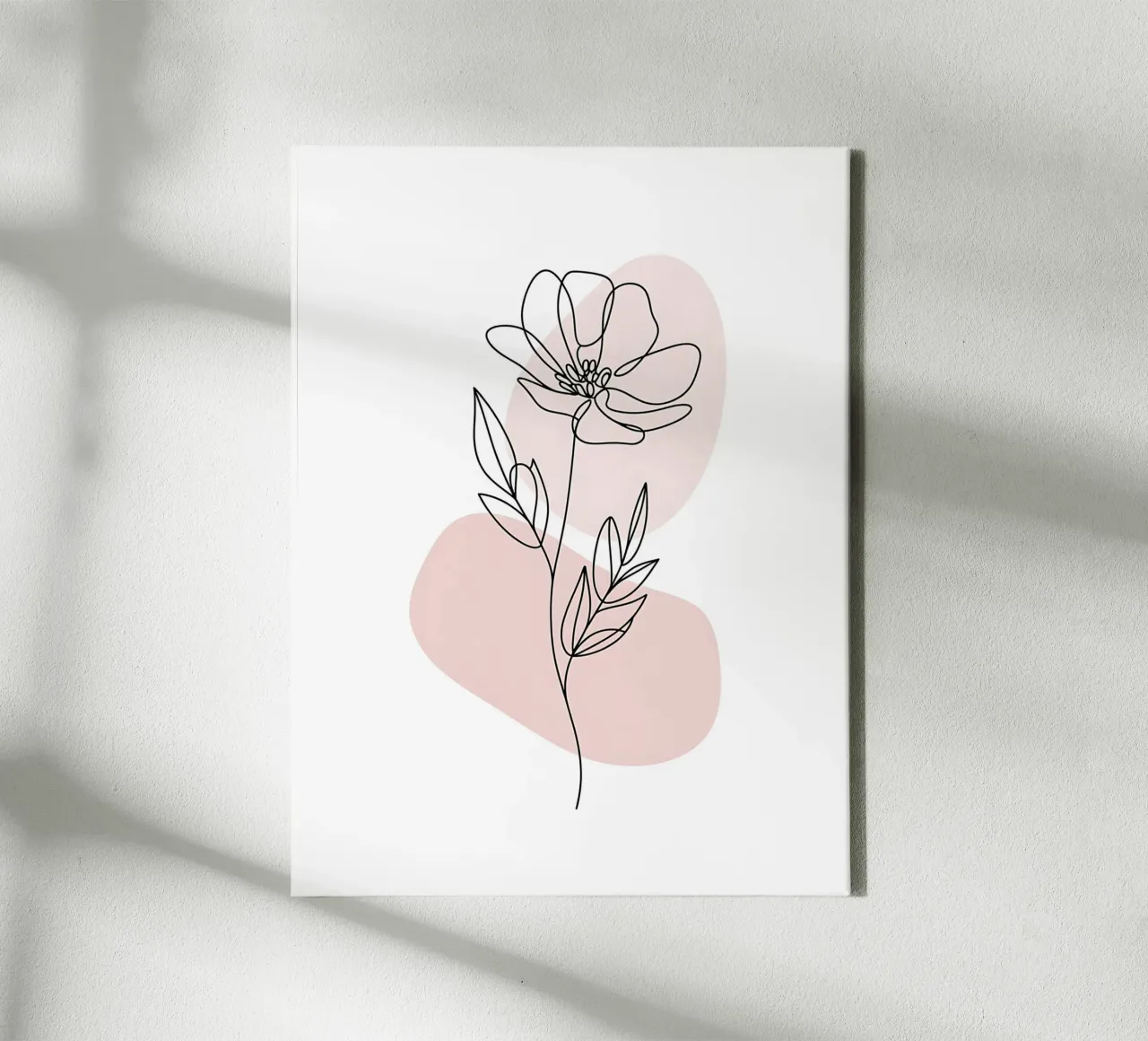 Fiore minimalista in linea continua e forme rosa tela con Cornice a cassetta da Plain Thoughts