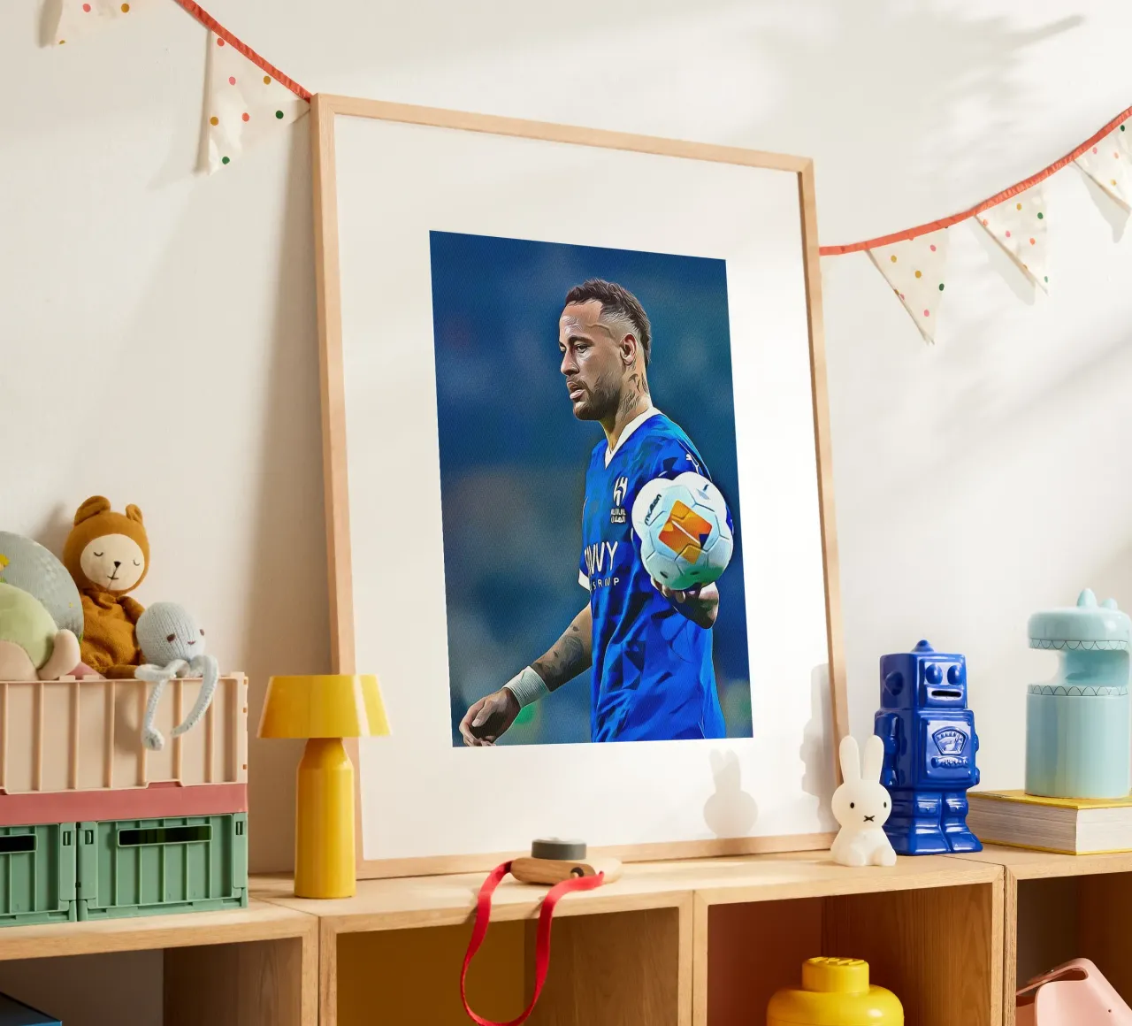 Neymar Jr Controllo di palla Maglia blu Poster d'arte digitale poster da ArdanART