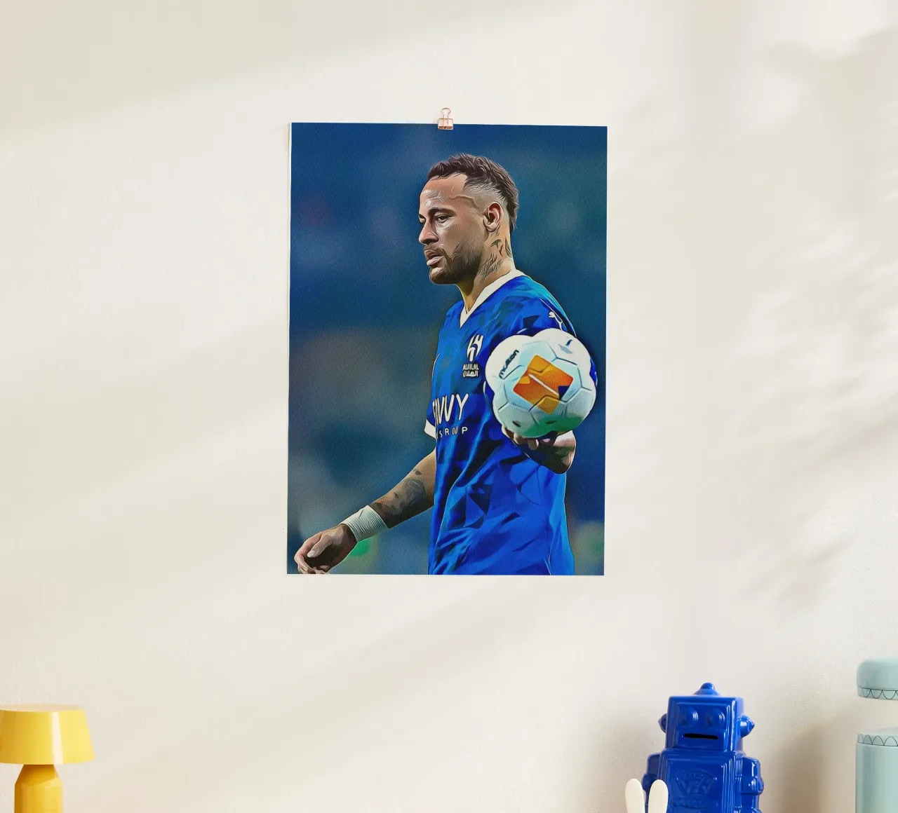 Neymar Jr Controllo di palla Maglia blu Poster d'arte digitale poster da ArdanART