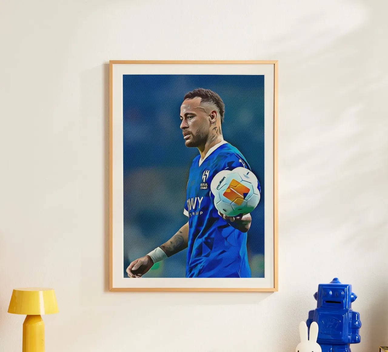 Neymar Jr Controllo di palla Maglia blu Poster d'arte digitale poster da ArdanART