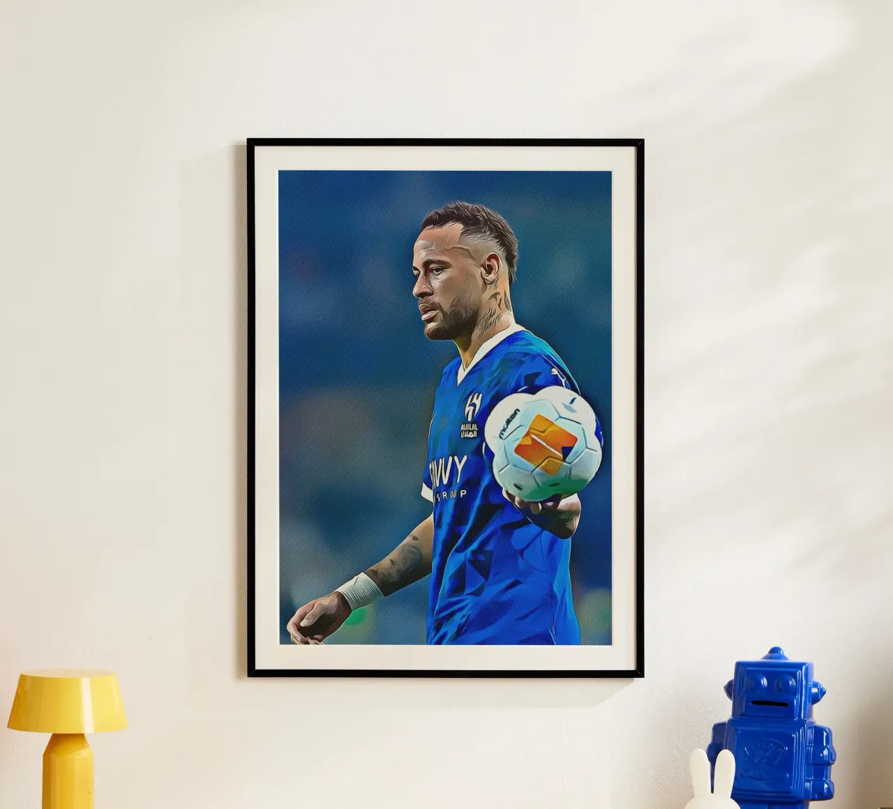 Neymar Jr Controllo di palla Maglia blu Poster d'arte digitale poster da ArdanART