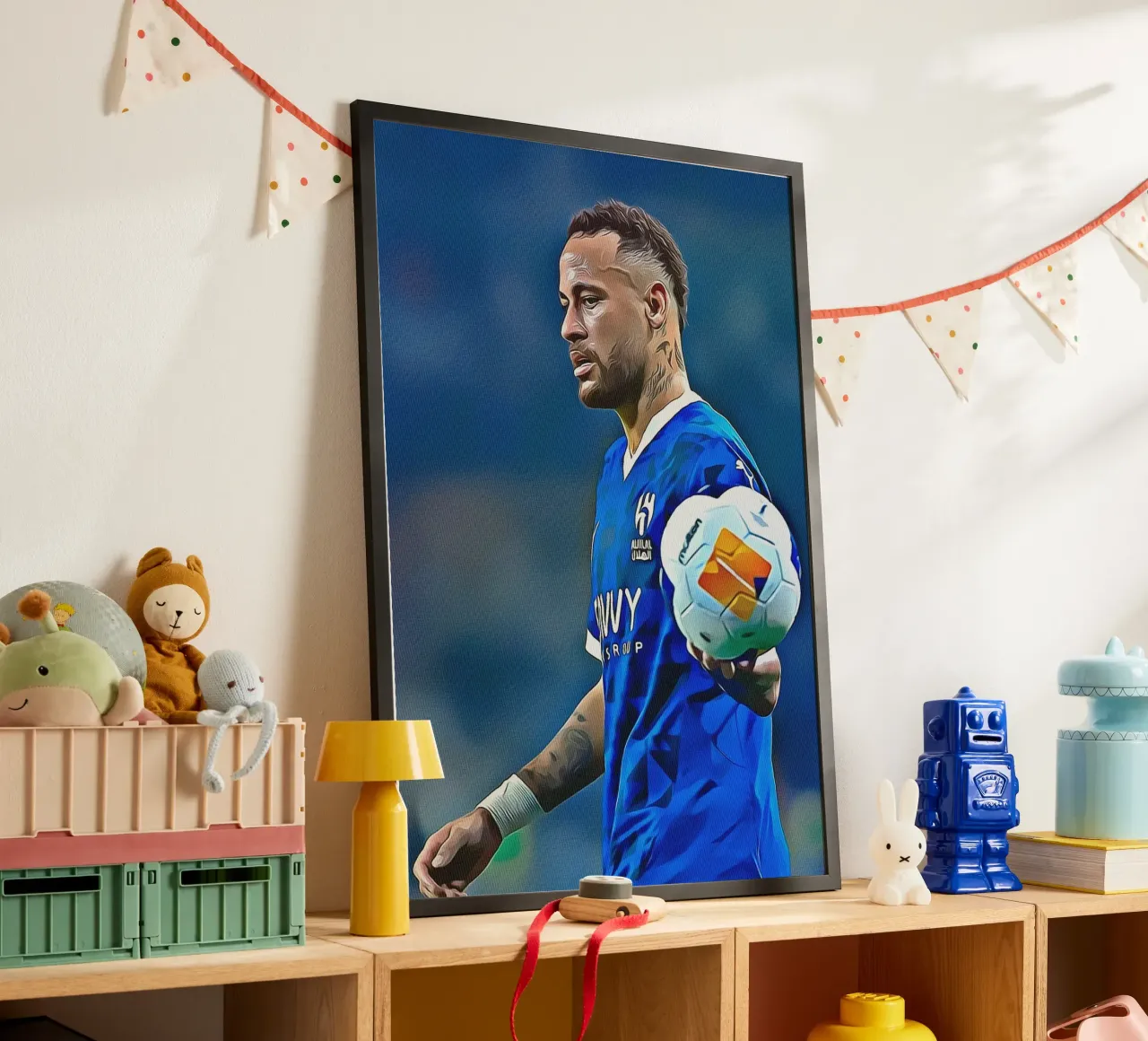 Neymar Jr Controllo di palla Maglia blu Poster d'arte digitale poster da ArdanART