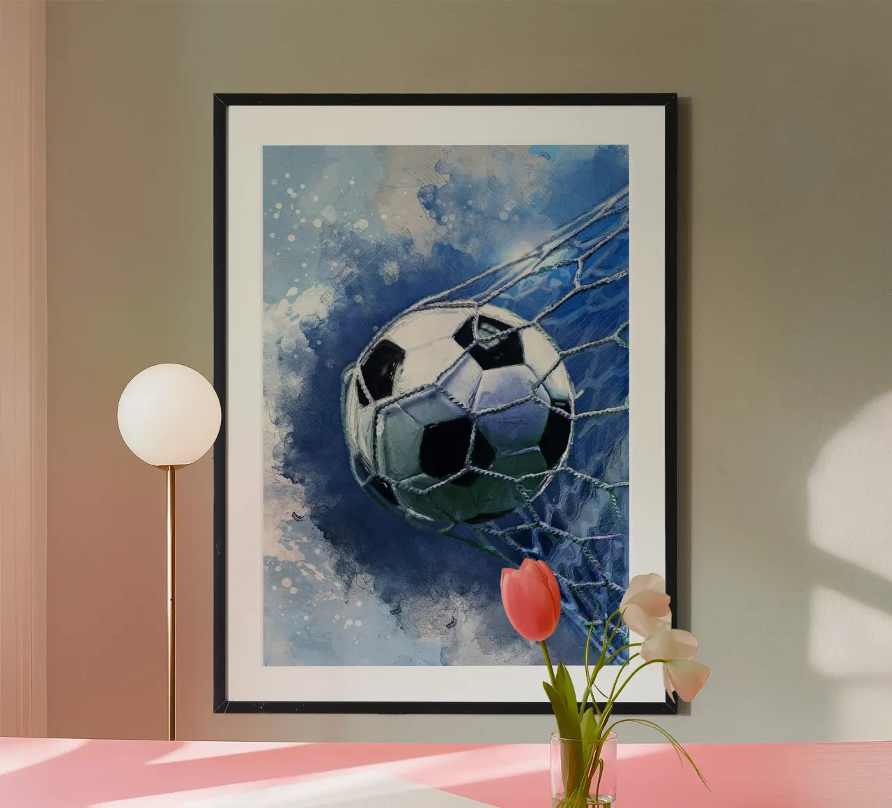 Pallone da calcio Calcio sport art 5 poster con telaio in plastica da Justyna Jaszke JBJart