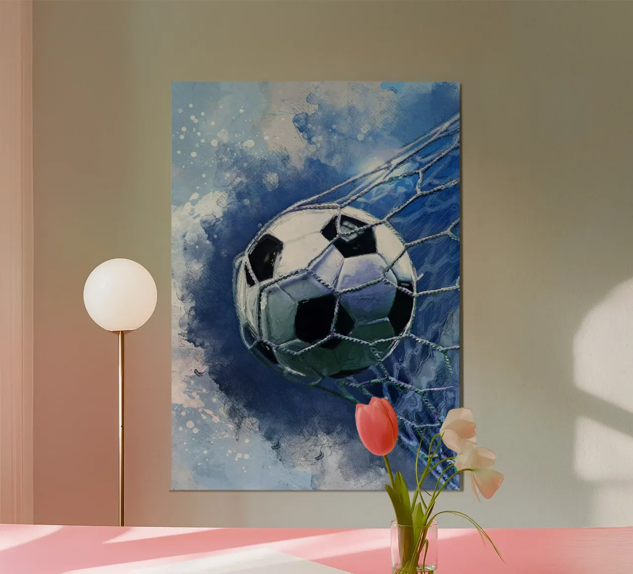 Pallone da calcio Calcio sport art 5 poster con telaio in plastica da Justyna Jaszke JBJart
