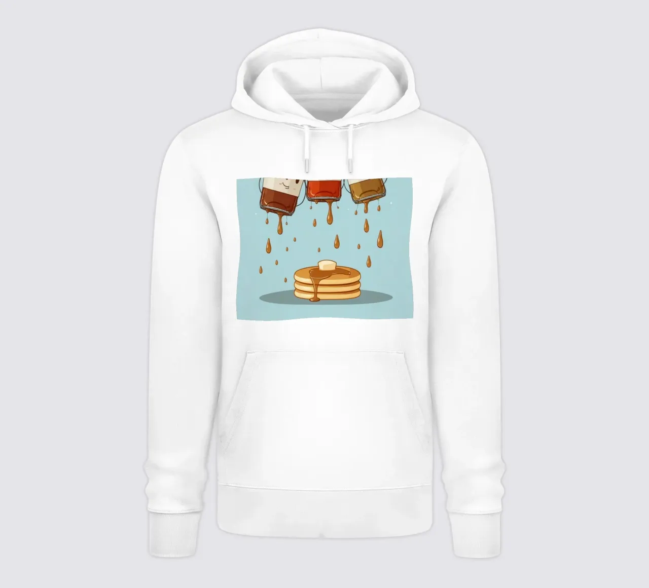 Simpatiche bottiglie che versano sciroppo sui pancake felpa con cappuccio da DesignDoodle