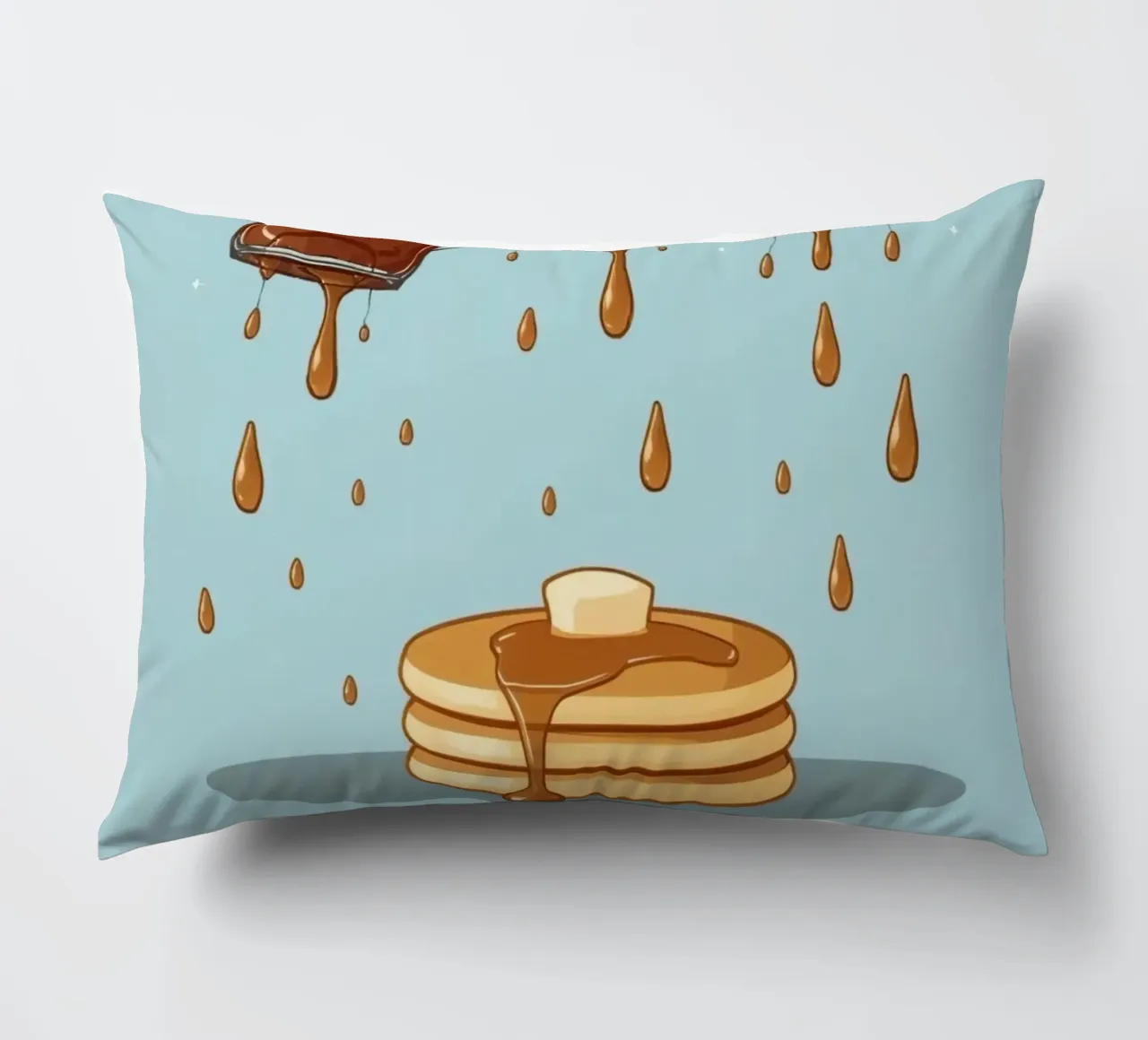 Simpatiche bottiglie che versano sciroppo sui pancake cuscino da DesignDoodle