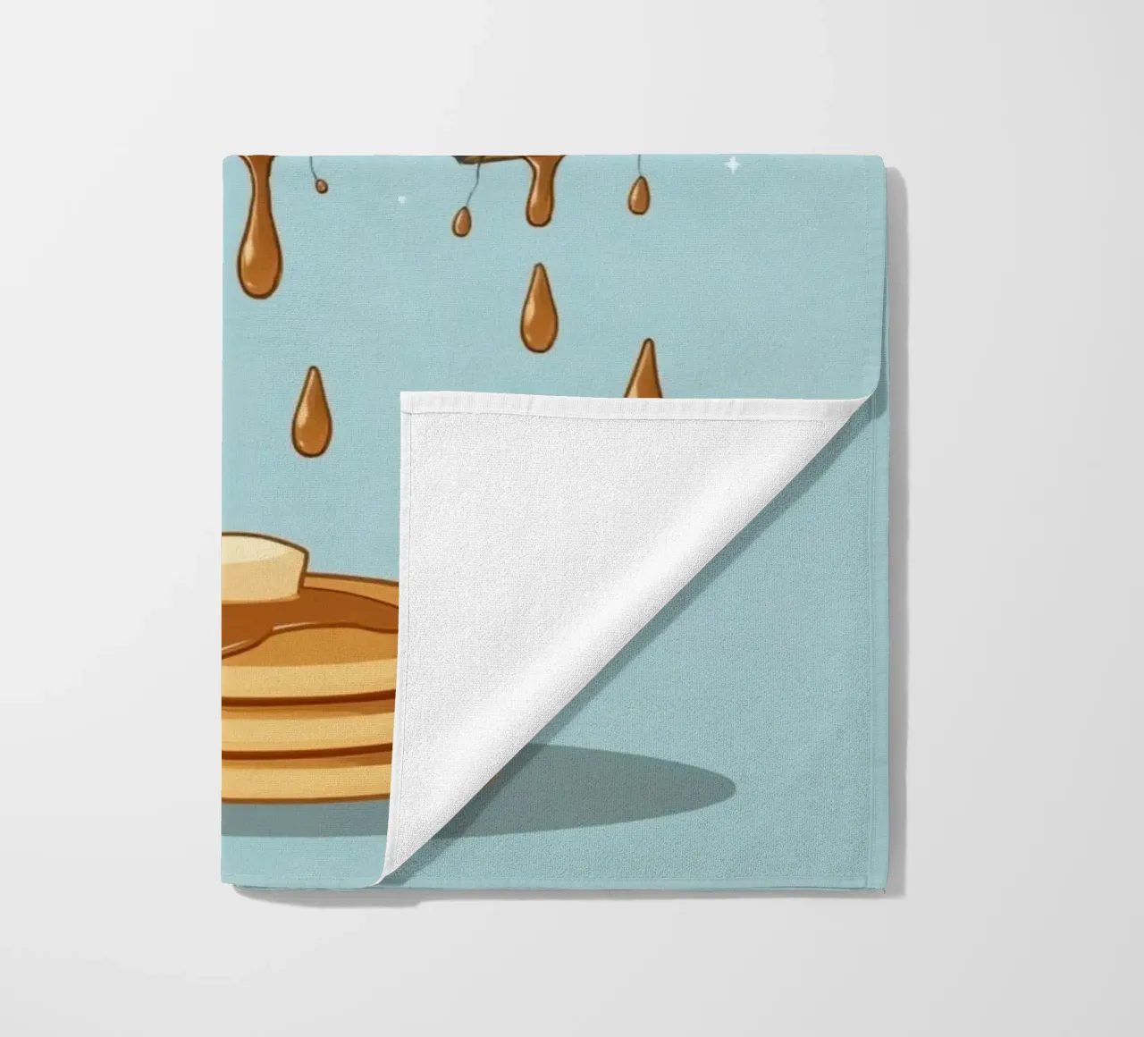 Simpatiche bottiglie che versano sciroppo sui pancake telo mare da DesignDoodle