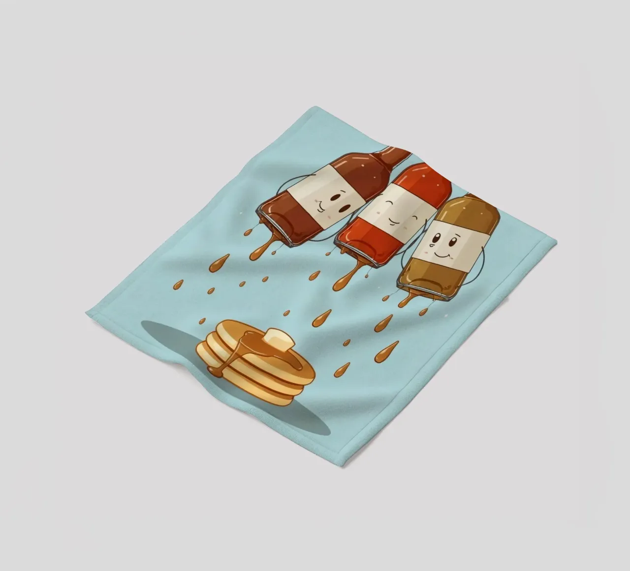 Simpatiche bottiglie che versano sciroppo sui pancake coperta in pile da DesignDoodle