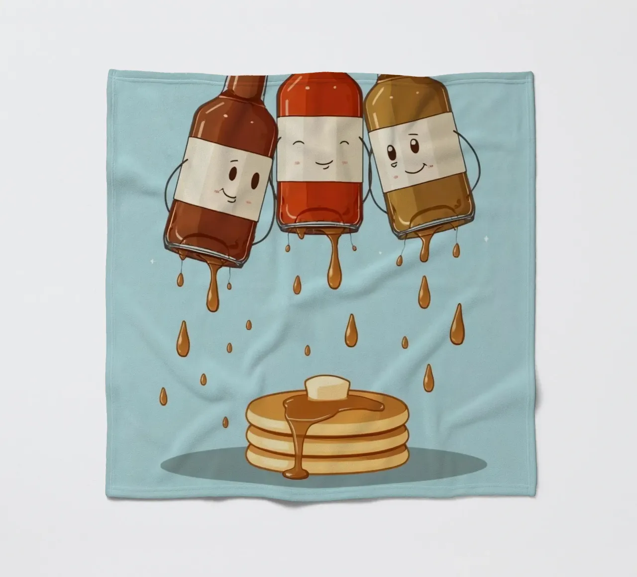 Simpatiche bottiglie che versano sciroppo sui pancake coperta in pile da DesignDoodle