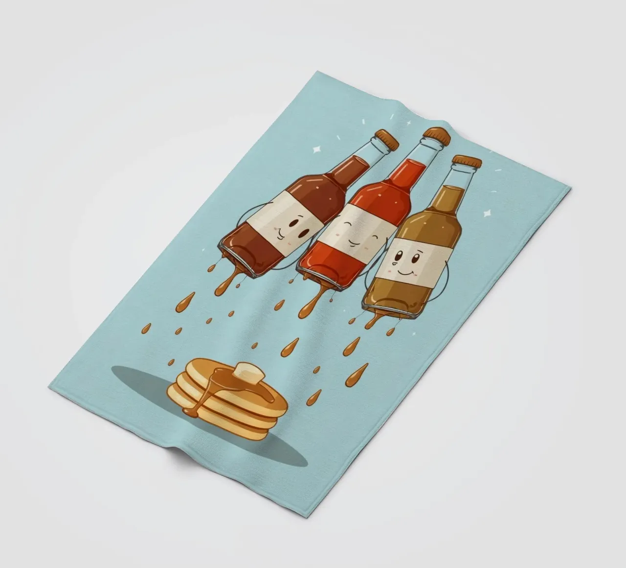 Simpatiche bottiglie che versano sciroppo sui pancake coperta in pile da DesignDoodle