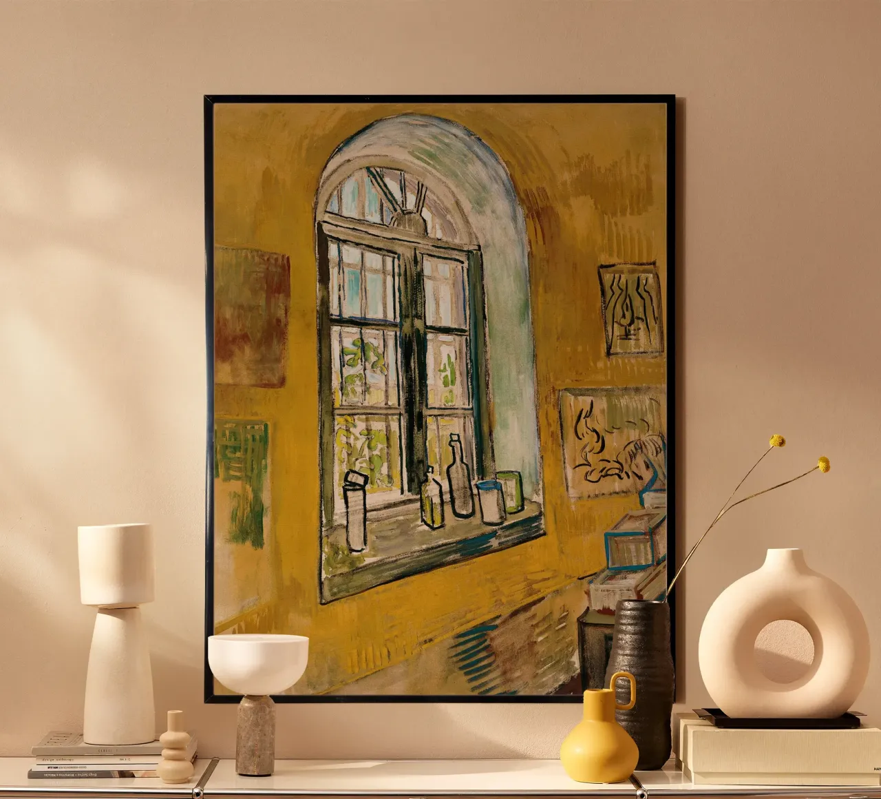 Window in the Studio - Vincent van Gogh poster with wooden frame by Sylviepaint