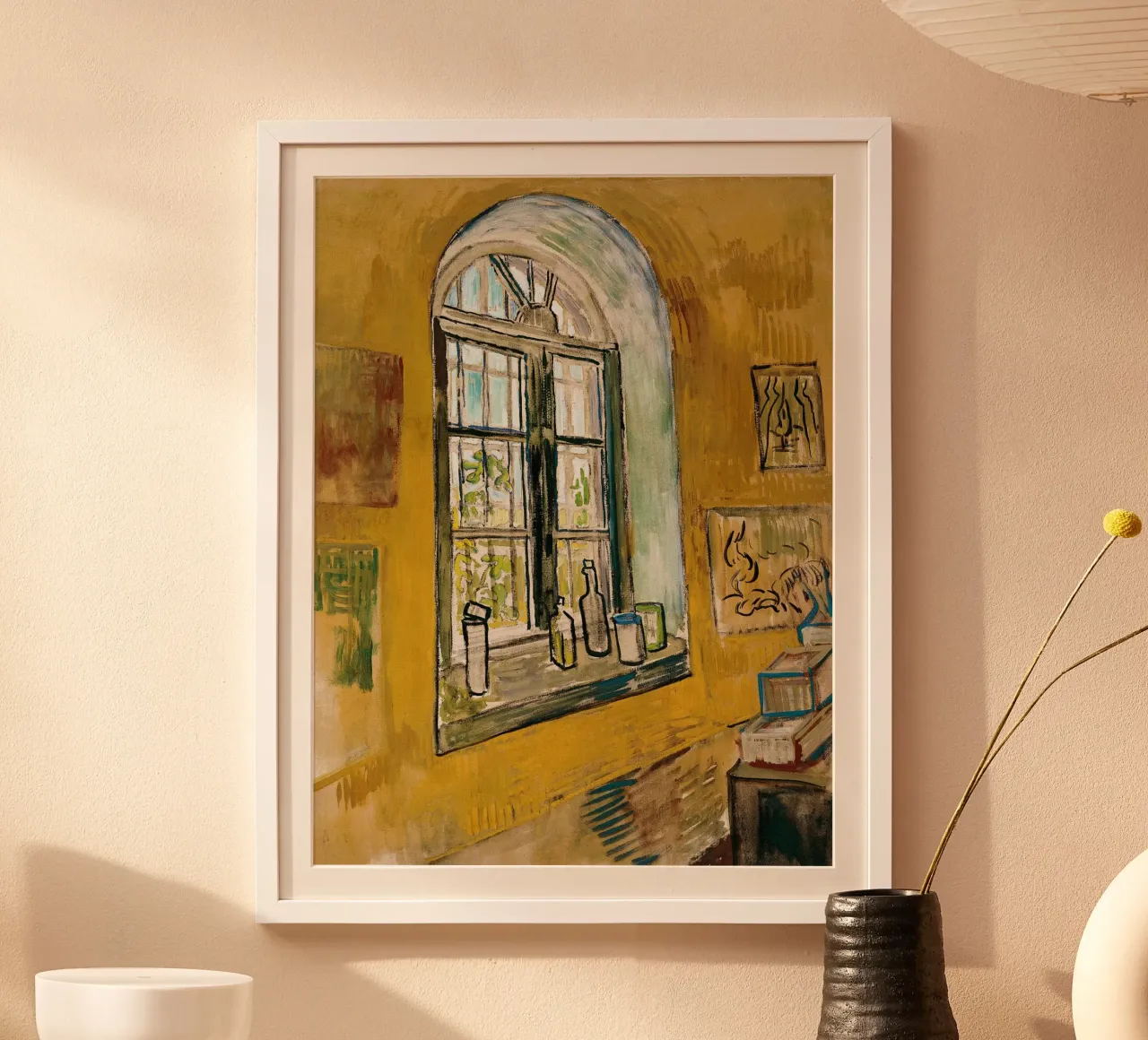 Window in the Studio - Vincent van Gogh poster with wooden frame by Sylviepaint