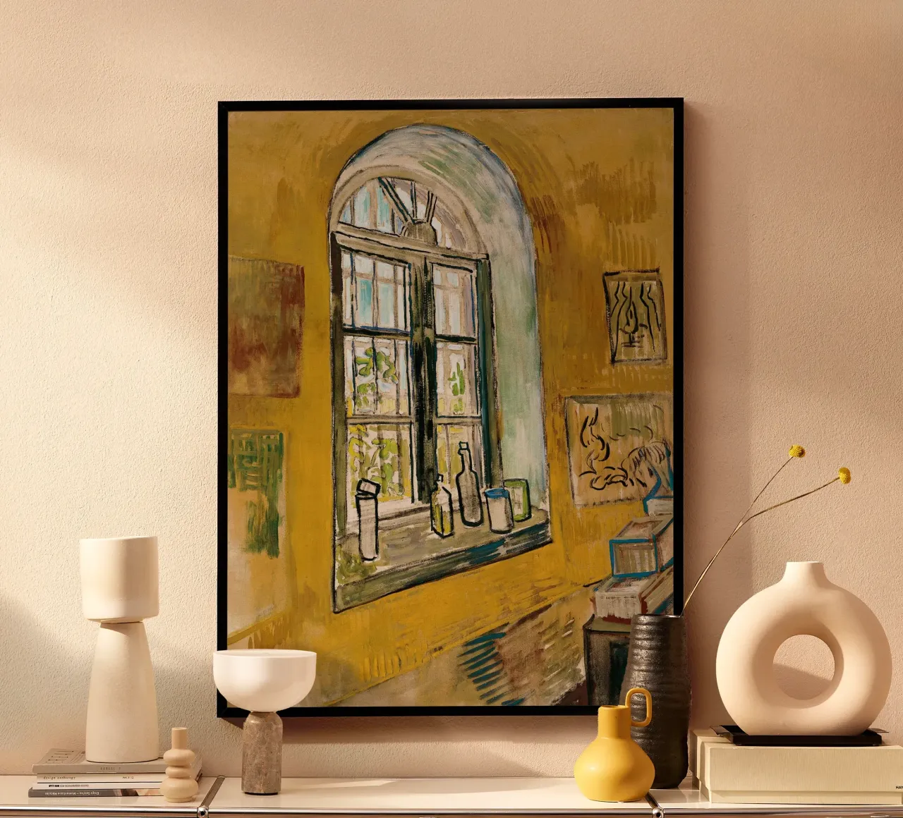Window in the Studio - Vincent van Gogh poster with wooden frame by Sylviepaint