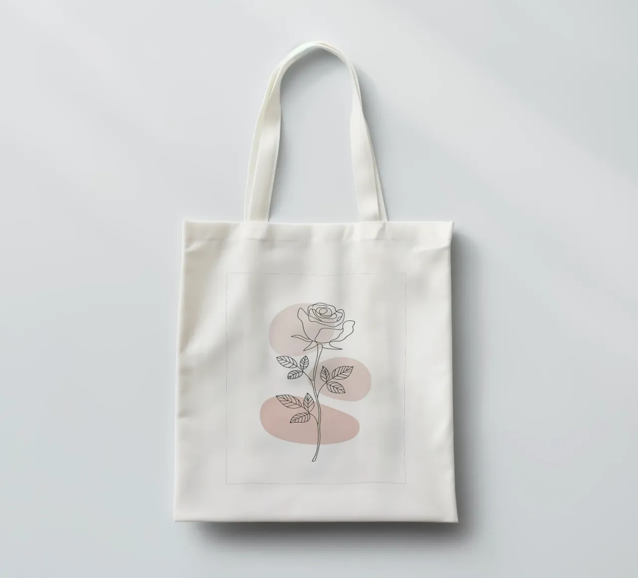 Elegant rose in a continuous line and abstract shapes tote bag by Plain Thoughts