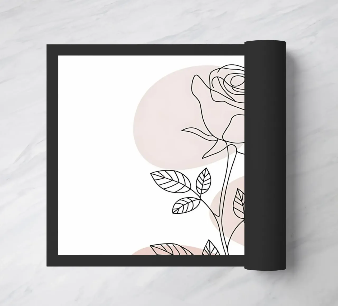 Elegant rose in a continuous line and abstract shapes doormat by Plain Thoughts