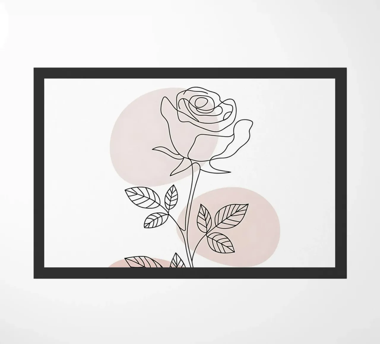 Elegant rose in a continuous line and abstract shapes doormat by Plain Thoughts