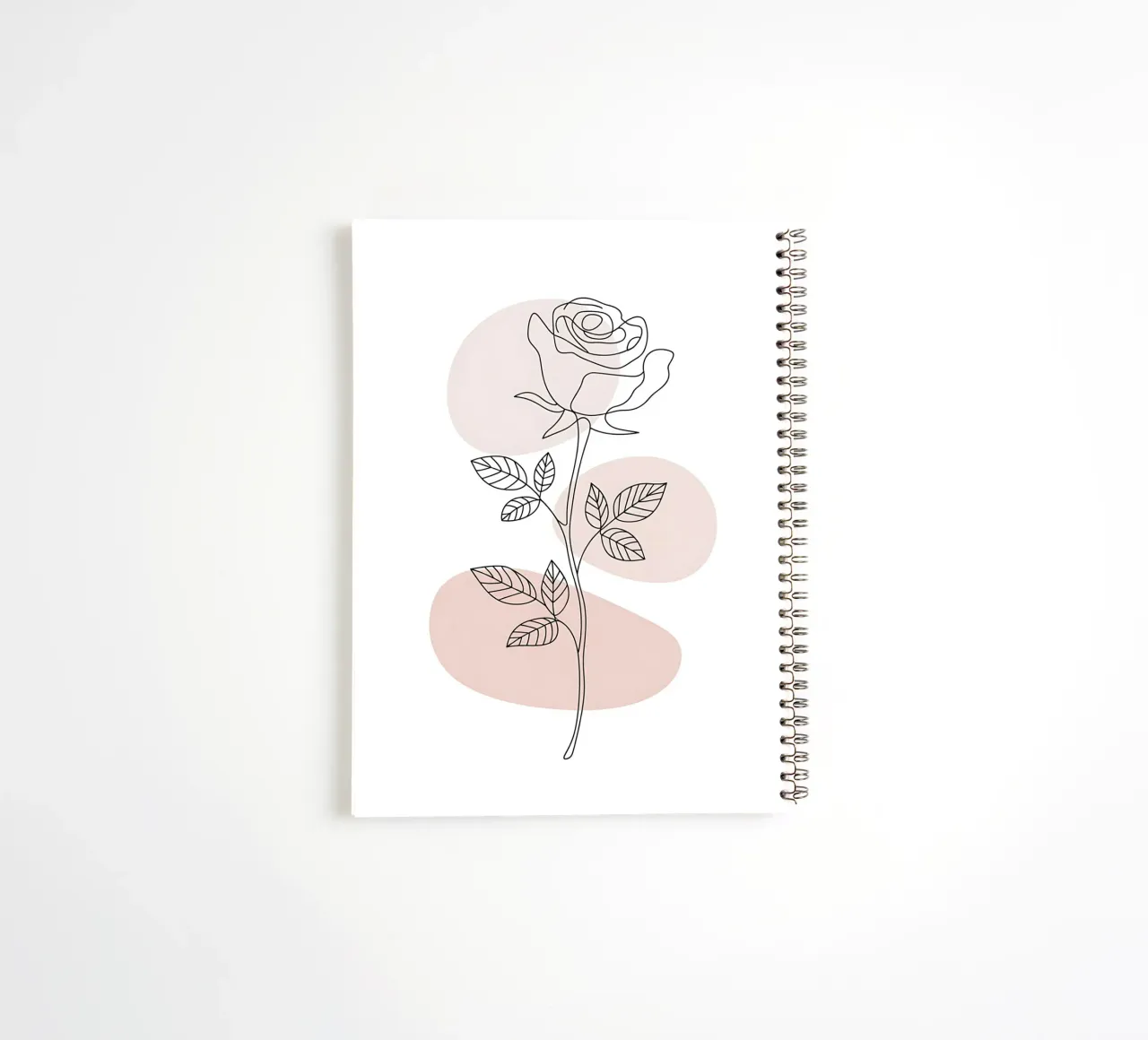 Elegant rose in a continuous line and abstract shapes spiral notebook by Plain Thoughts
