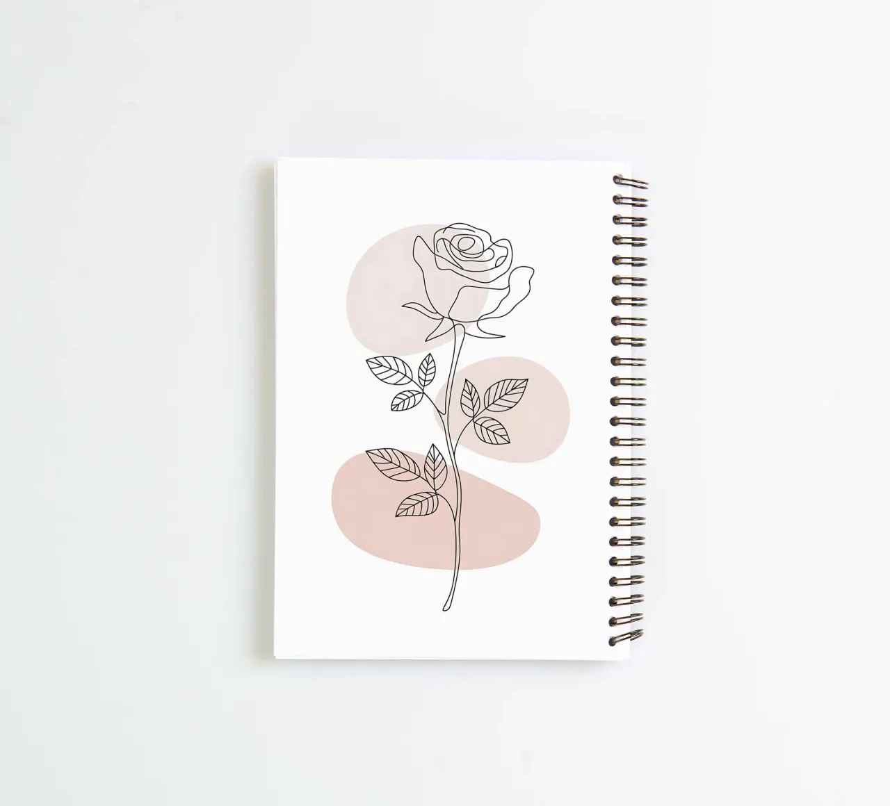 Elegant rose in a continuous line and abstract shapes spiral notebook by Plain Thoughts