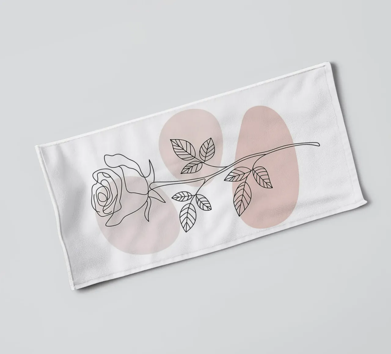 Elegant rose in a continuous line and abstract shapes towel by Plain Thoughts