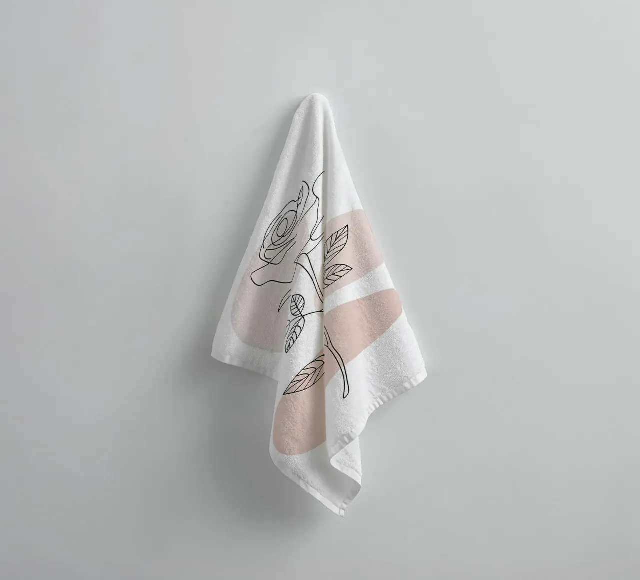Elegant rose in a continuous line and abstract shapes towel by Plain Thoughts